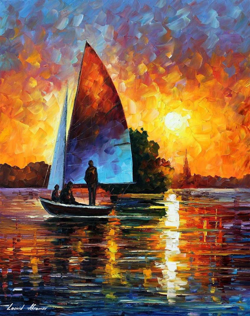 SUNSET BY THE LAKE - Afremov - Paint By Numbers Kit