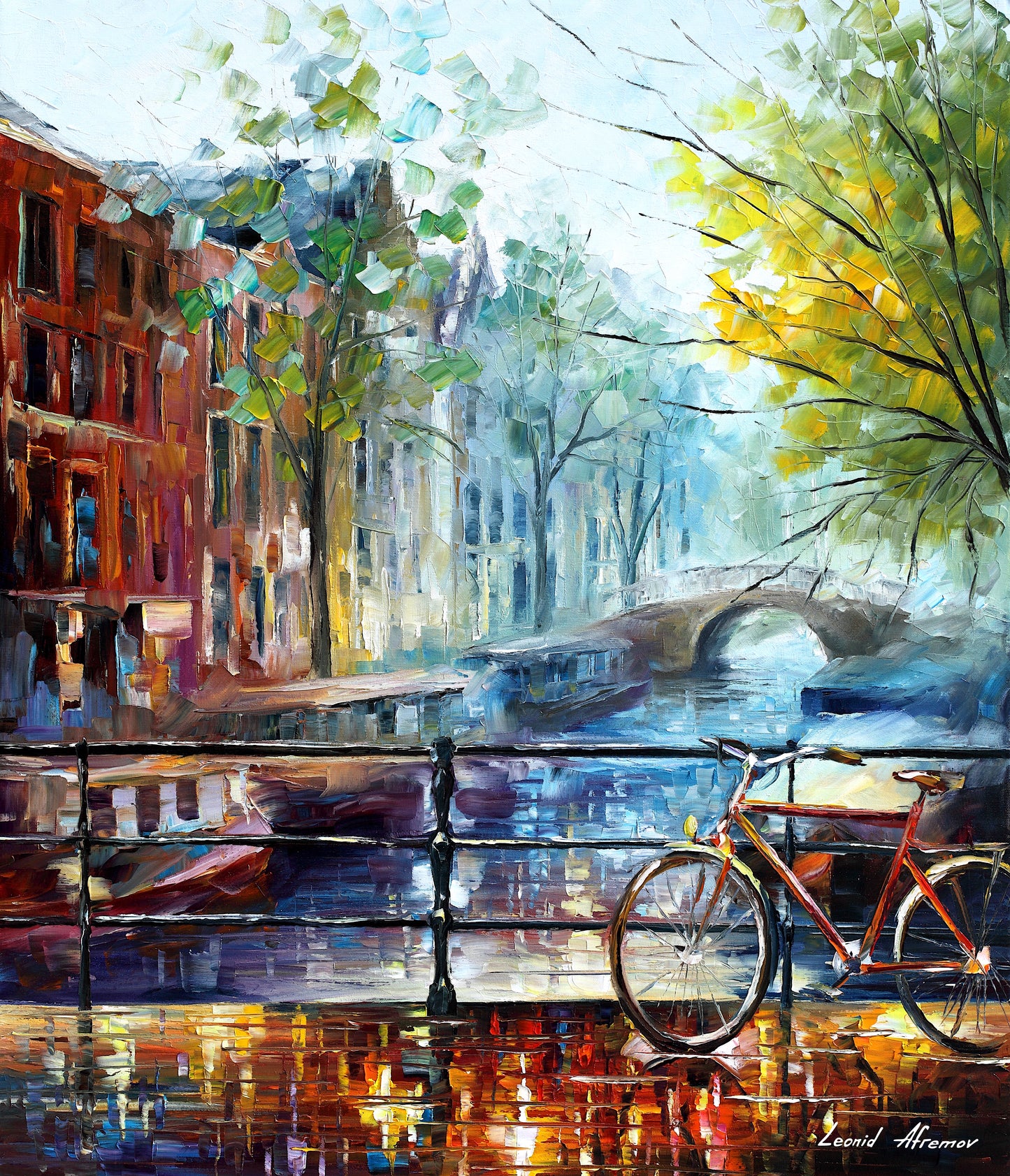 Bicycle in Amsterdam - Afremov - Paint By Numbers Kit