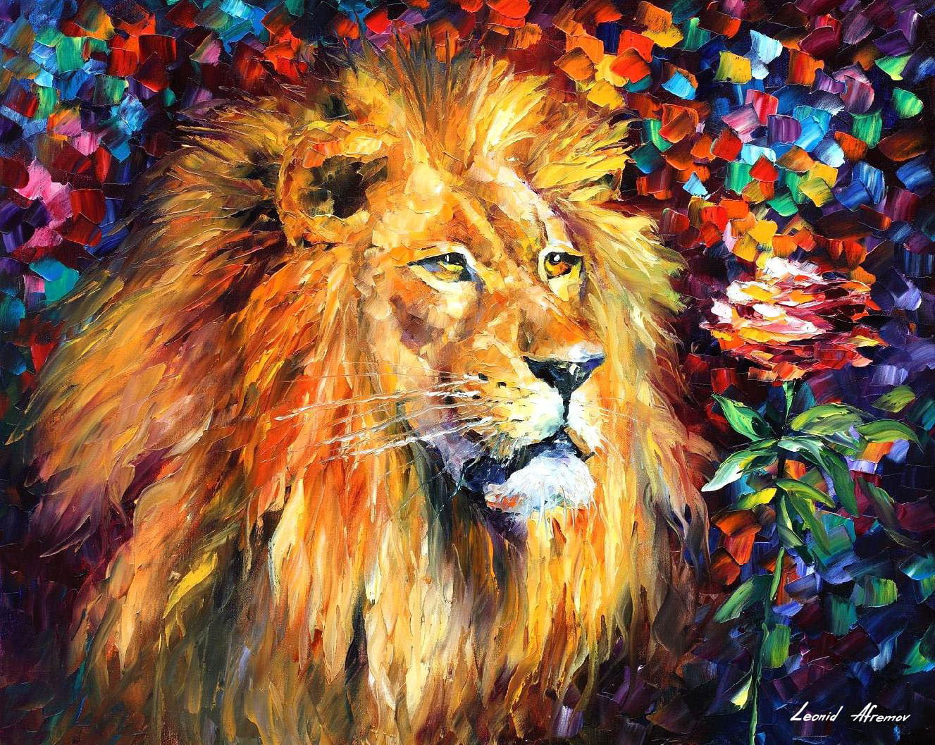 LION 24x30  - Afremov - Paint By Numbers Kit