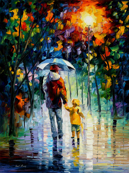 RAINY WALK WITH DADDY - Afremov - Paint By Numbers Kit