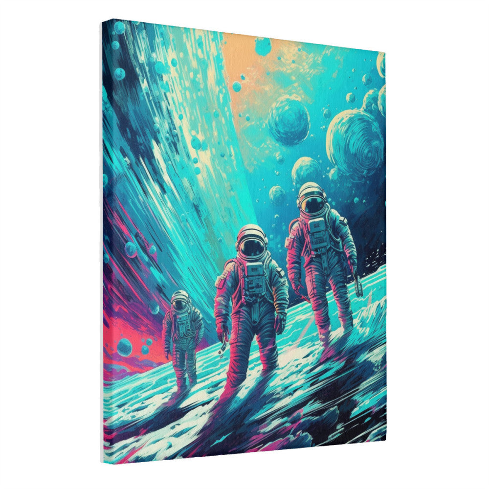 Cosmic Fusion: Retro-Futuristic Space Exploration Wall Art