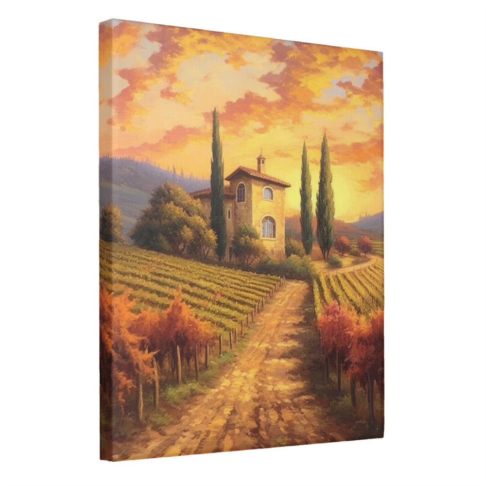 Tuscan Vines Sunset in the Vineyard Wall Art