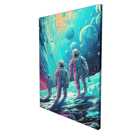 Cosmic Fusion Retro-Futuristic Space Exploration Wall Art