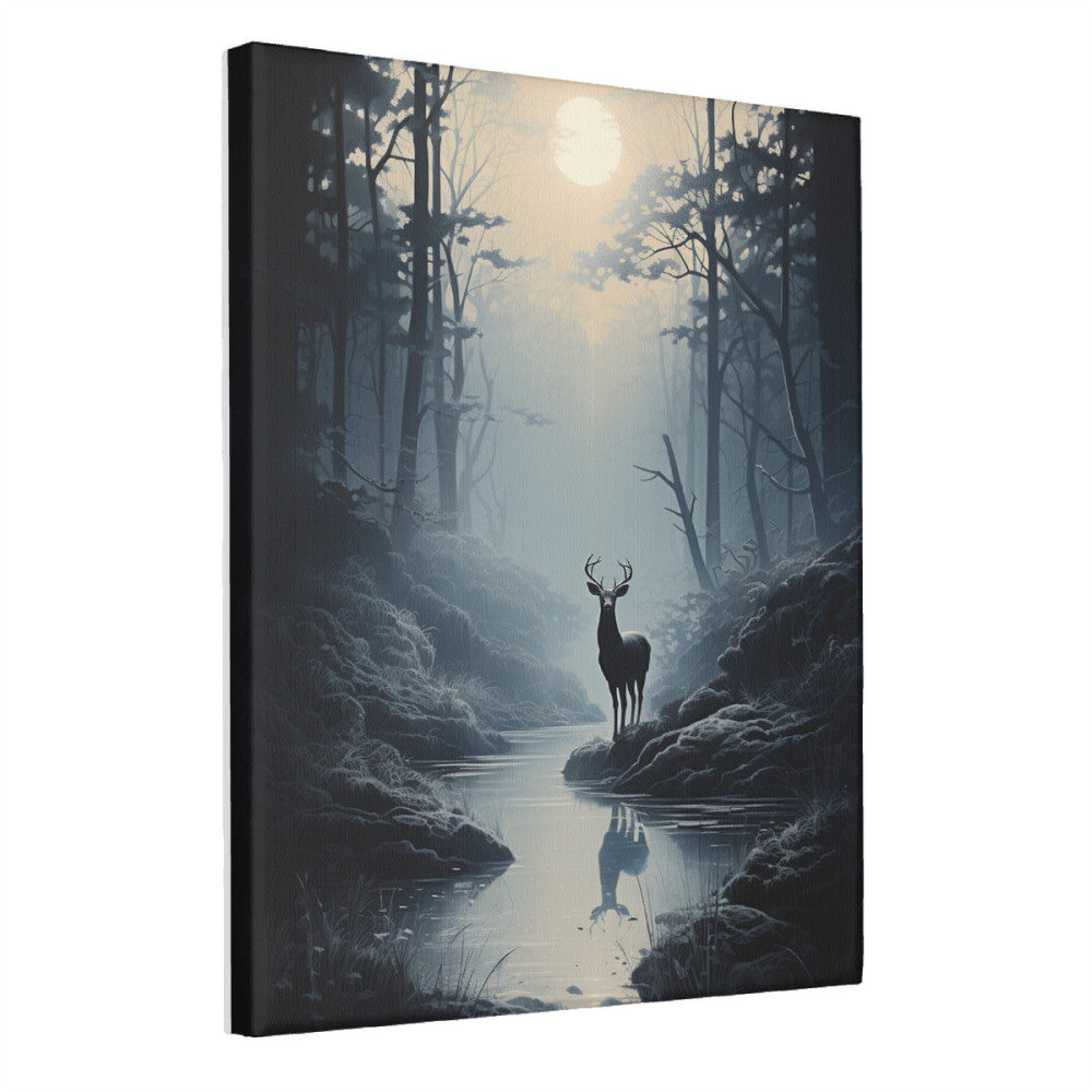 Woodland Reverie Romantic Deer Etching Wall Art