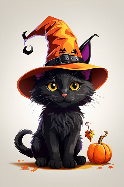 Whimsical Halloween Cat - Paint by Numbers