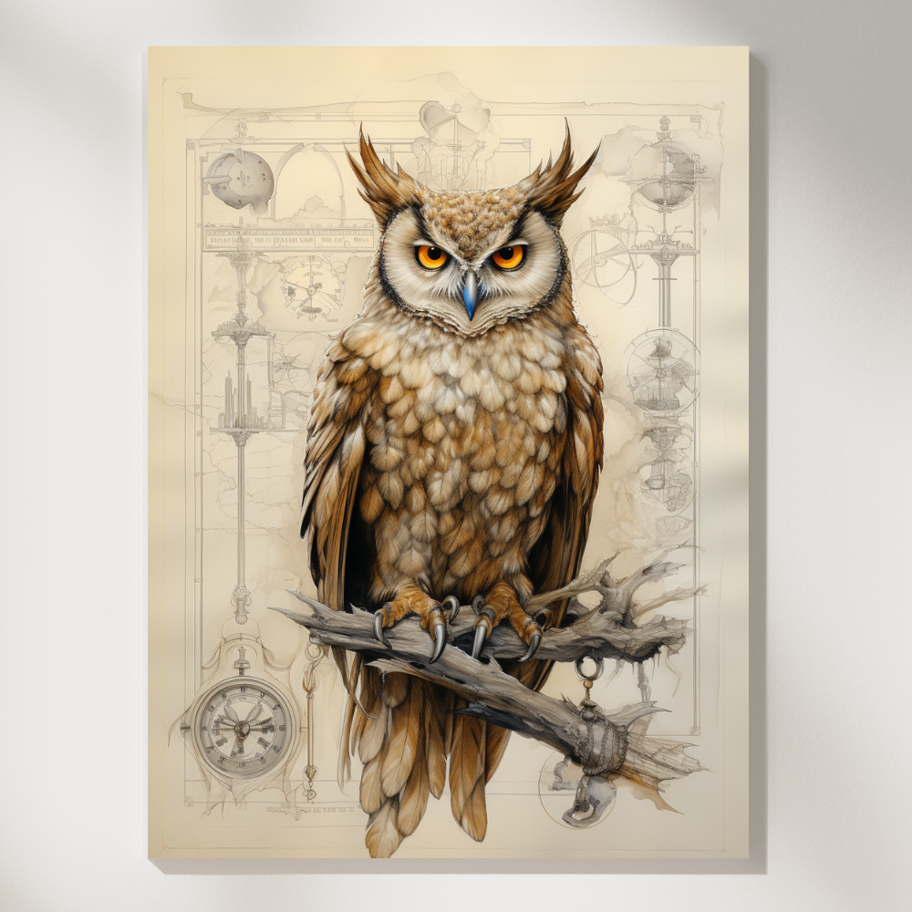 Durer's Owl Vintage Sketch on Parchment Wall Art