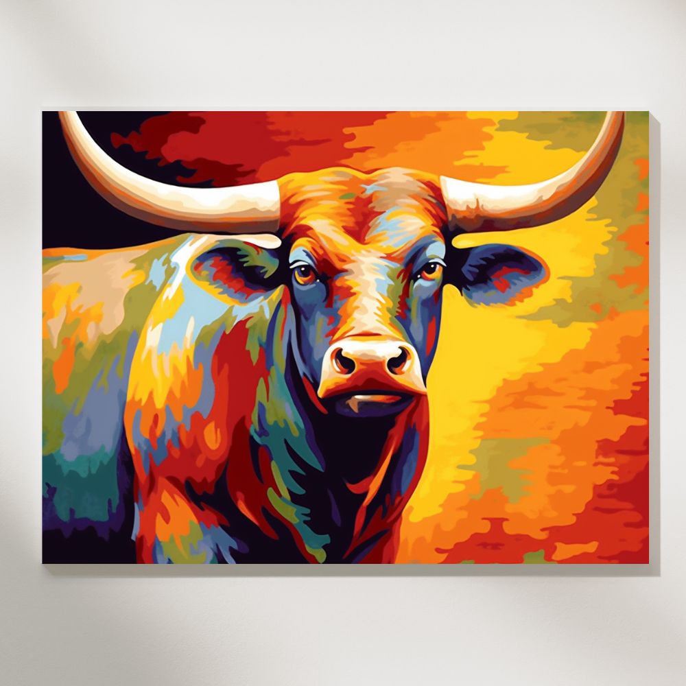 Bull Pixel Symphony - Paint by Numbers