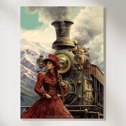 Vintage Rails Elegance Among Majestic Peaks Wall Art