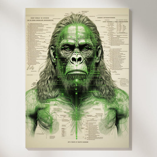 Primate Physiology Unveiled Intricate Gorilla Schematic Diagram Wall Art