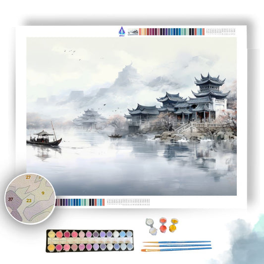 Serene Chinese Waterway - Paint by Numbers