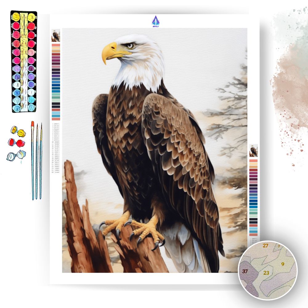 Bald Eagle Wood Art - Paint by Numbers