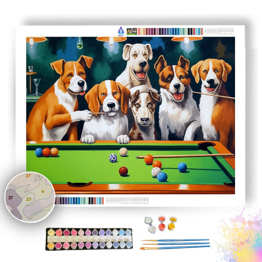 Pool-Playing Pups - Paint by Numbers