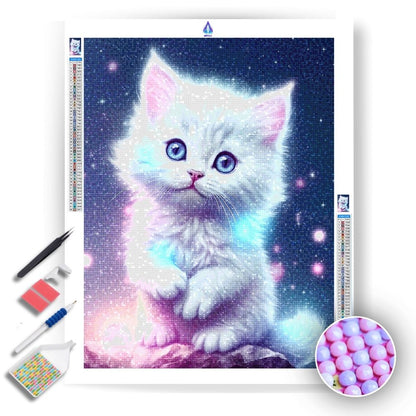 White Kitten- Diamond Painting Kit