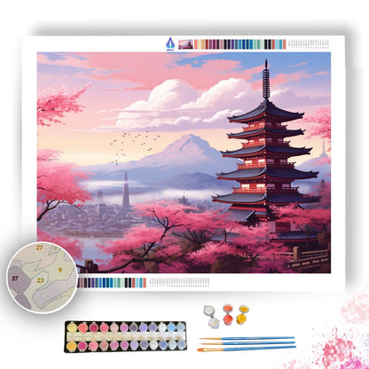 Cherry Blossom Pagoda - Paint by Numbers