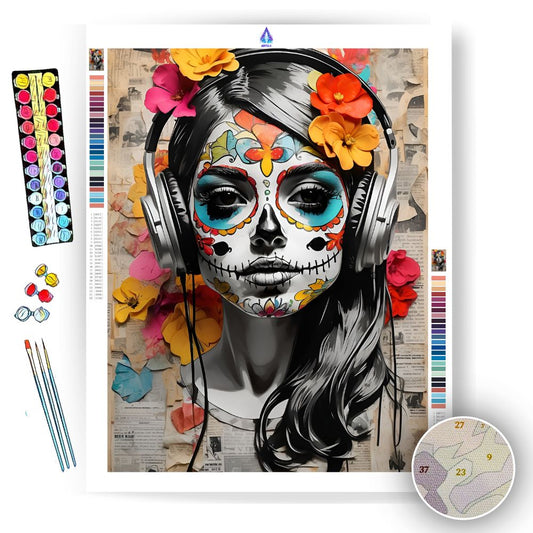 Pop Art Sugar Skull Symphony - Paint by Numbers