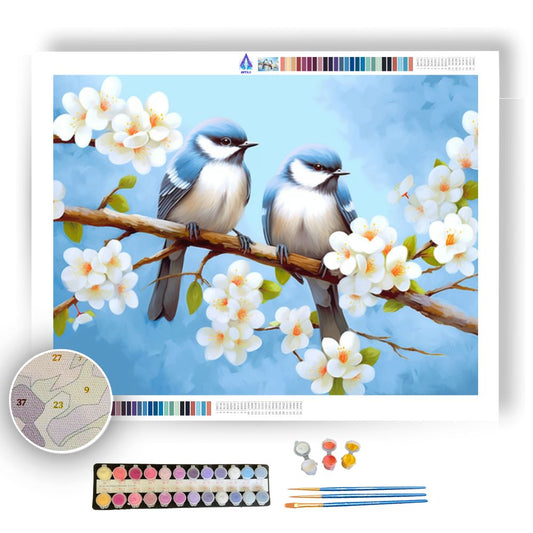 Lovebirds on a Whimsical Branch - Paint by Numbers