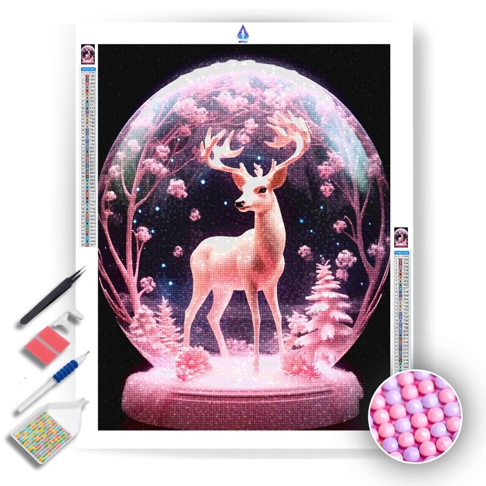 Enchanted Pink Deer - Diamond Painting Kit