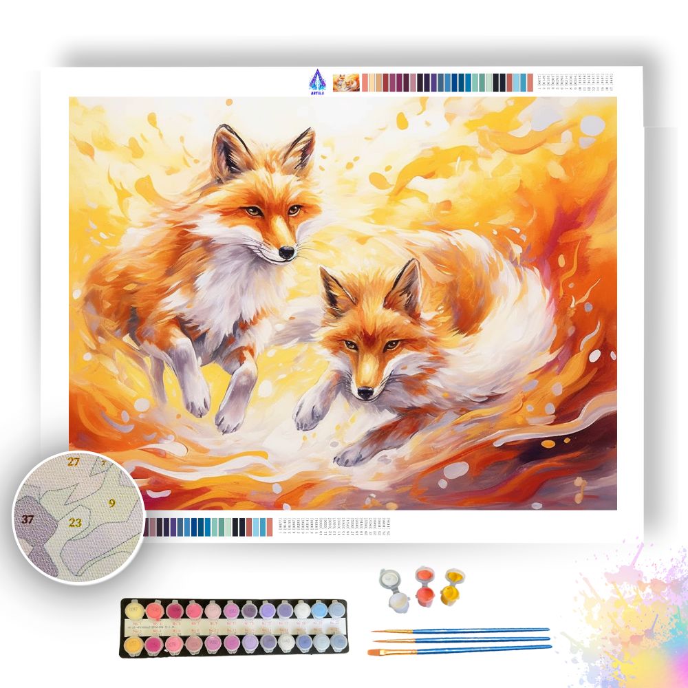 Foxes in Radiant Motion - Paint by Numbers