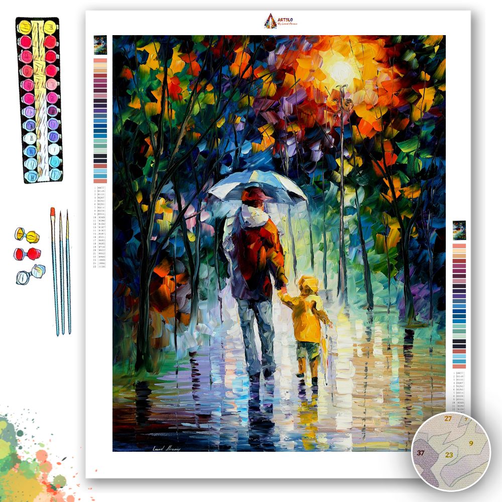RAINY WALK WITH DADDY - Afremov - Paint By Numbers Kit