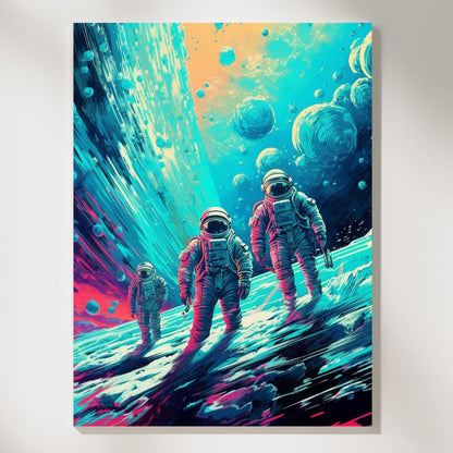 Cosmic Fusion: Retro-Futuristic Space Exploration Wall Art