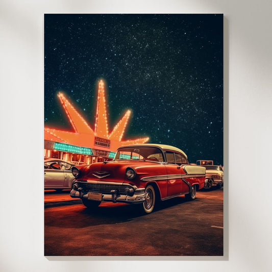 Starlit Cinema Retro Drive-In Nights Wall Art