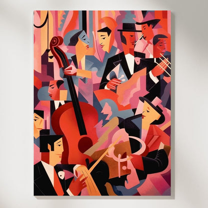 Swingin' Night Energetic Jazz Band in 1940s New York Wall Art