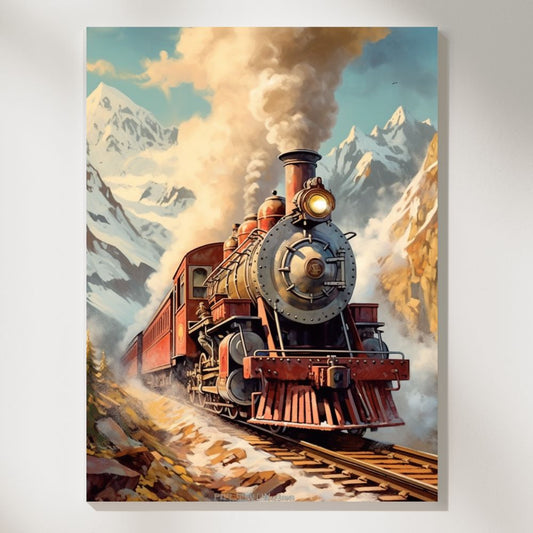 Steam Elegance Journey Through Majestic Mountains Wall Art