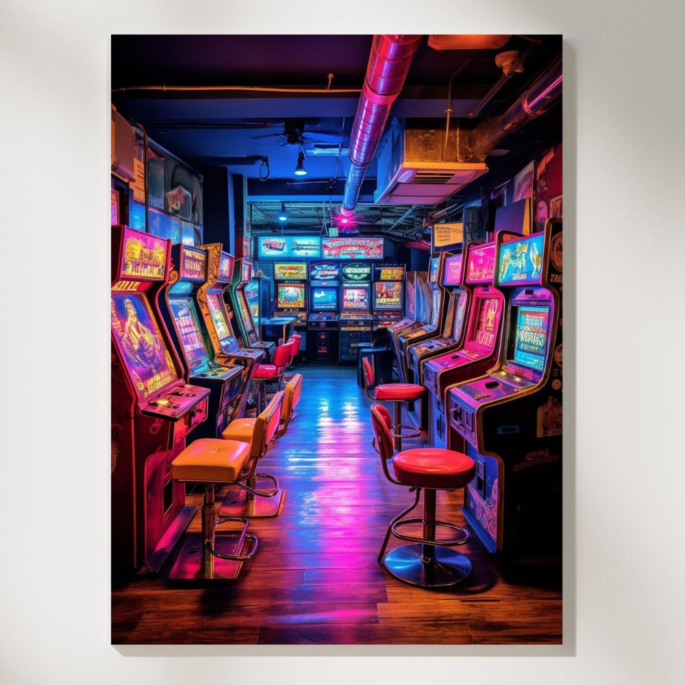 Arcade Nostalgia Neon Thrills  Wall Art