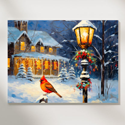 Holiday Cards on Old Lamppost - Paint by Numbers
