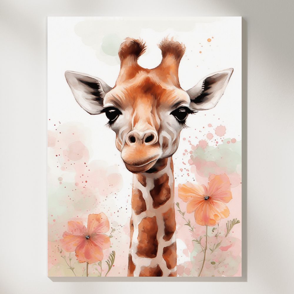 Pastel Giraffe Playtime - Paint by Numbers