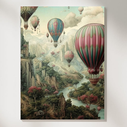 Aerial Odyssey Jewel-Toned Balloon Sojourn Wall Art