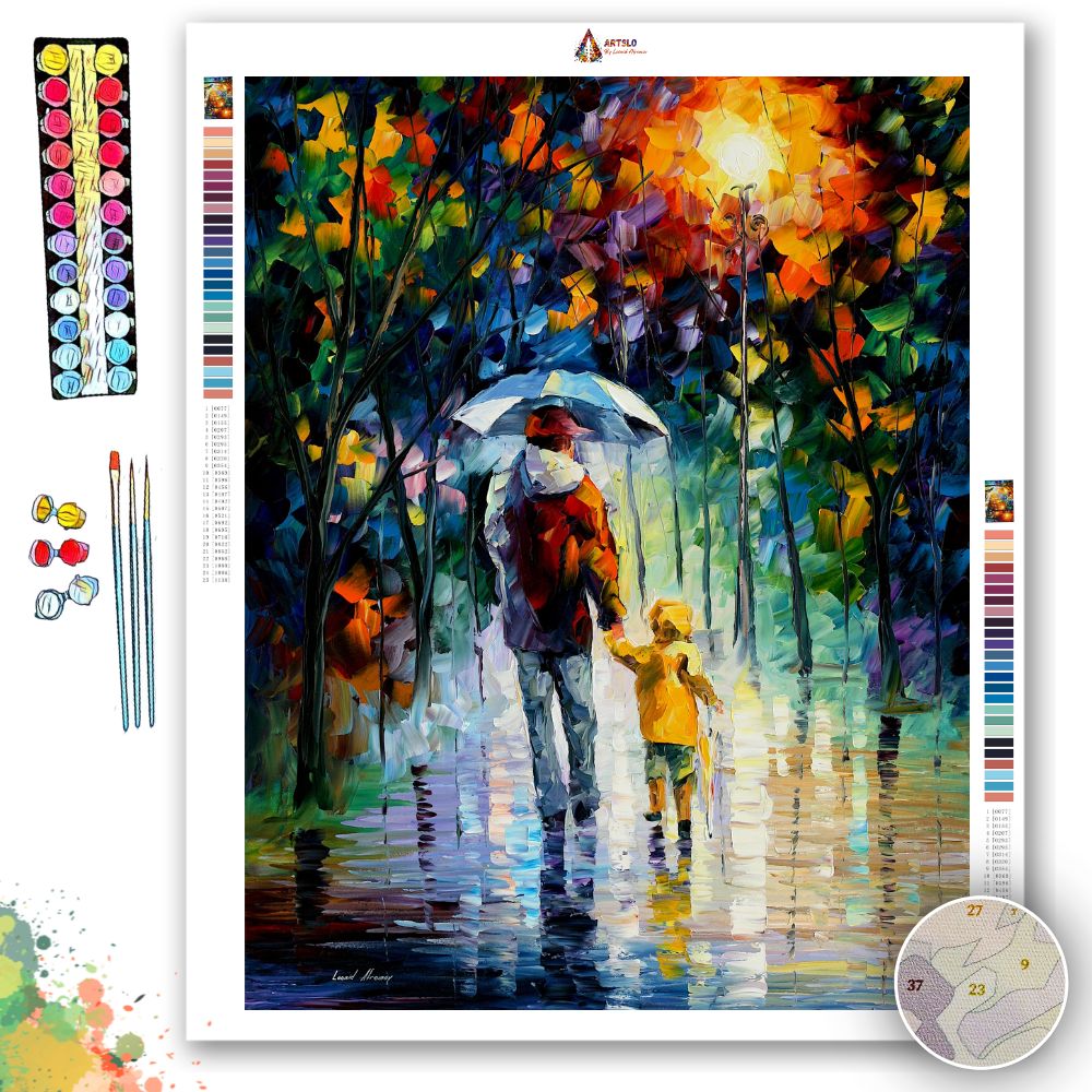 RAINY WALK WITH DADDY - Afremov - Paint By Numbers Kit