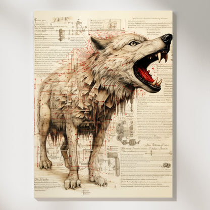 Howling Canid Anatomy Detailed Wolf Schematic Wall Art