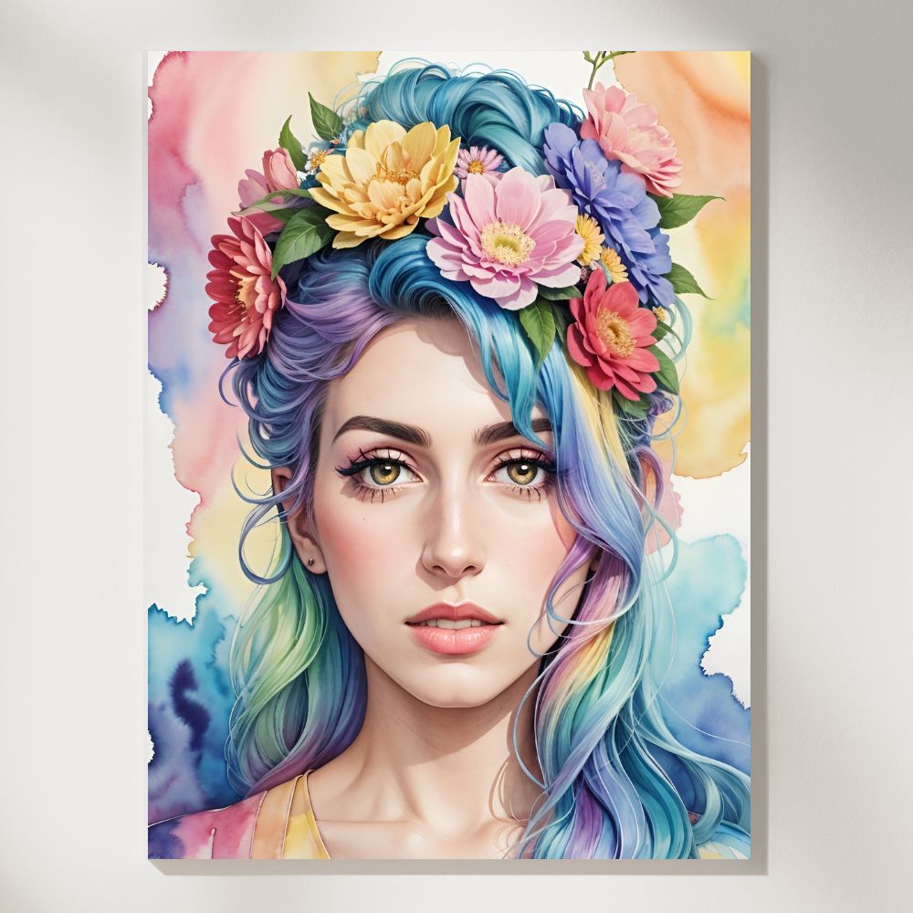 Abstract Beauty with Flower Crown Wall Art