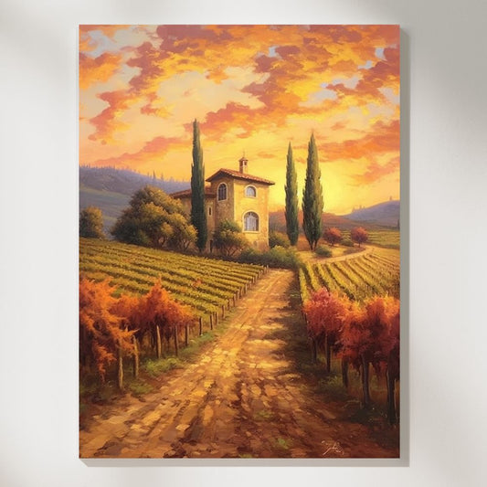 Tuscan Vines Sunset in the Vineyard Wall Art