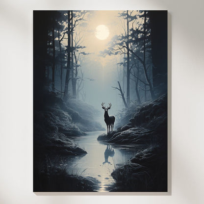 Woodland Reverie Romantic Deer Etching Wall Art