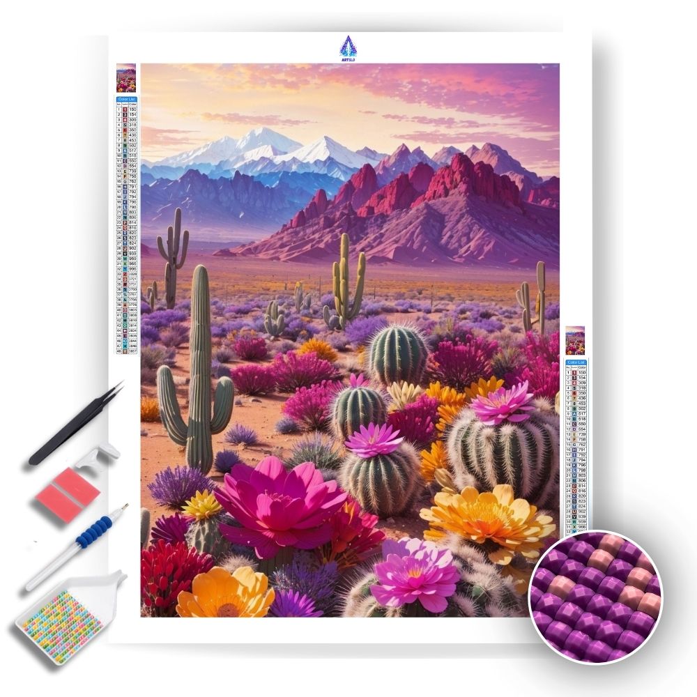 Vibrant Desert Cactuses - Diamond Painting Kit