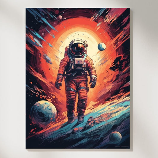 Celestial Odyssey Retro Space Venture Wall Art