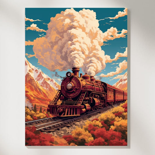 Sepia Serenity Elegant Rails Among Majestic Peaks Wall Art