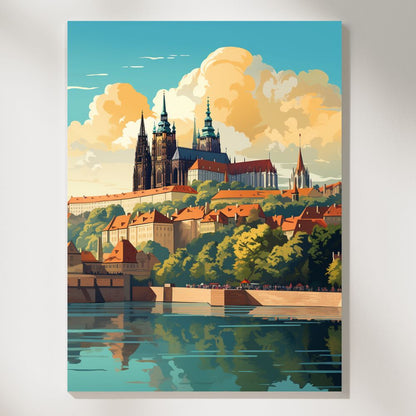 Art Deco Prague Vintage Cityscape Wall Art