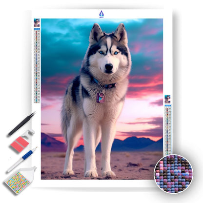 Husky in WonderDesert - Diamond Painting Kit