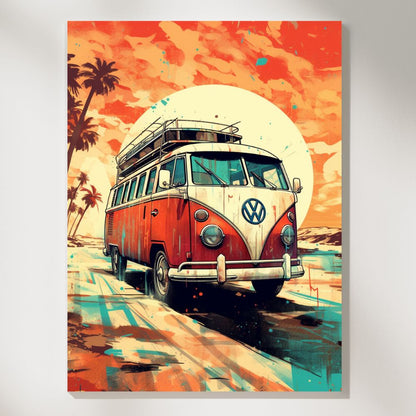 Sunset Shores and Woodies Old School Surf Bliss Wall Art