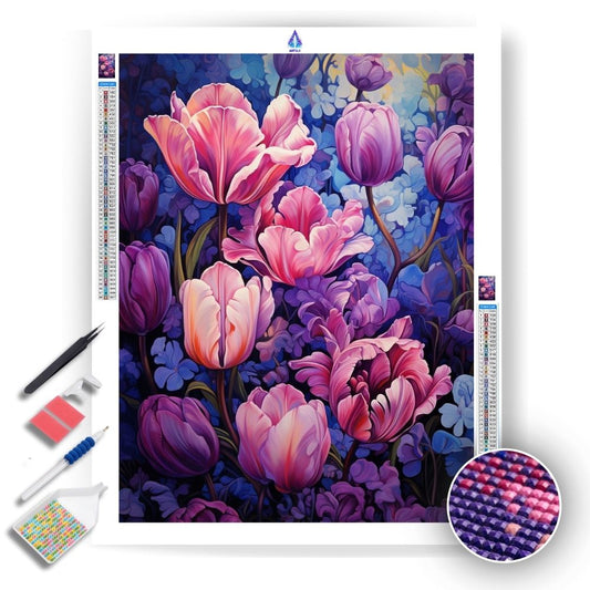 Tulips in Purple - Diamond Painting Kit