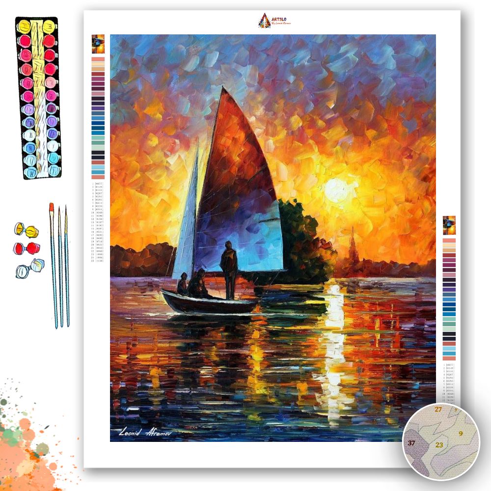 SUNSET BY THE LAKE - Afremov - Paint By Numbers Kit
