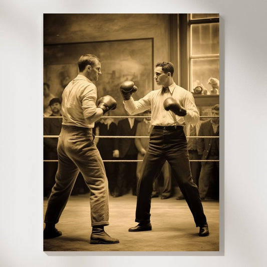 Ring of Nostalgia  Vintage Boxing Bout  Wall Art