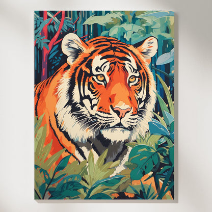 Cubist Jungle Stalker Intricate Tiger Wall Art