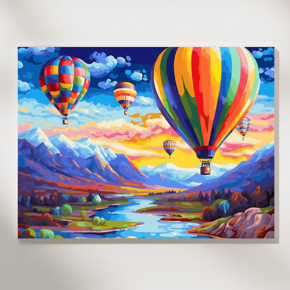 Hot Air Balloons in the Sky - Paint by Numbers