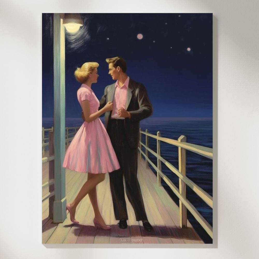 Rock 'n Roll Rendezvous Moonlit Seaside Wall Art