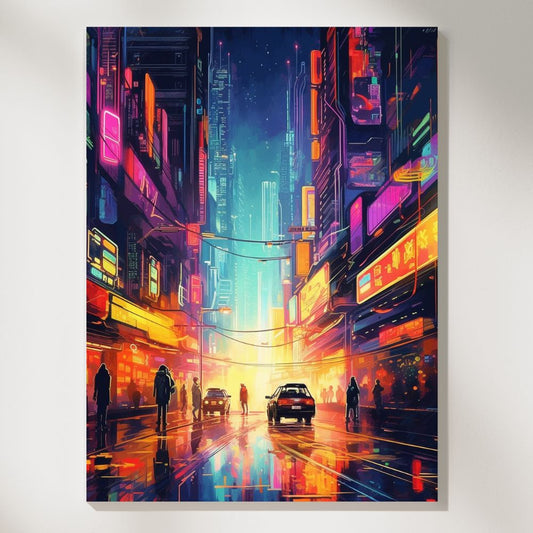 Futuristic Urban Glow: Monorails & Neon Dreams Wall Art