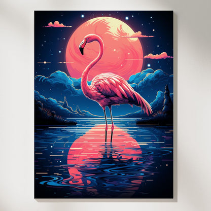 Neon Oasis 80s Flamingo Glow Wall Art